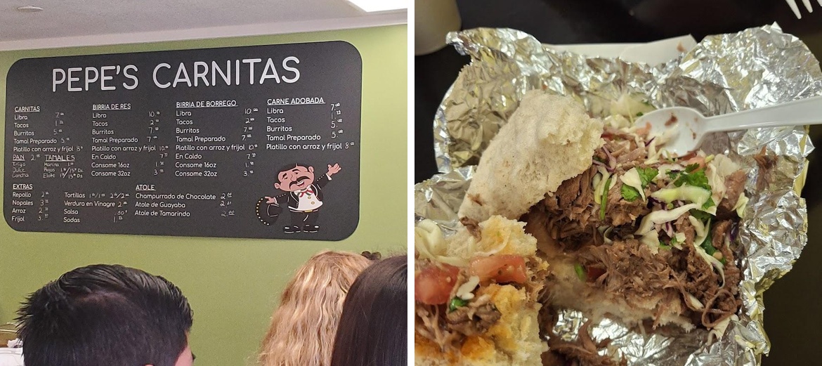 Pepe's Carnitas. Menu